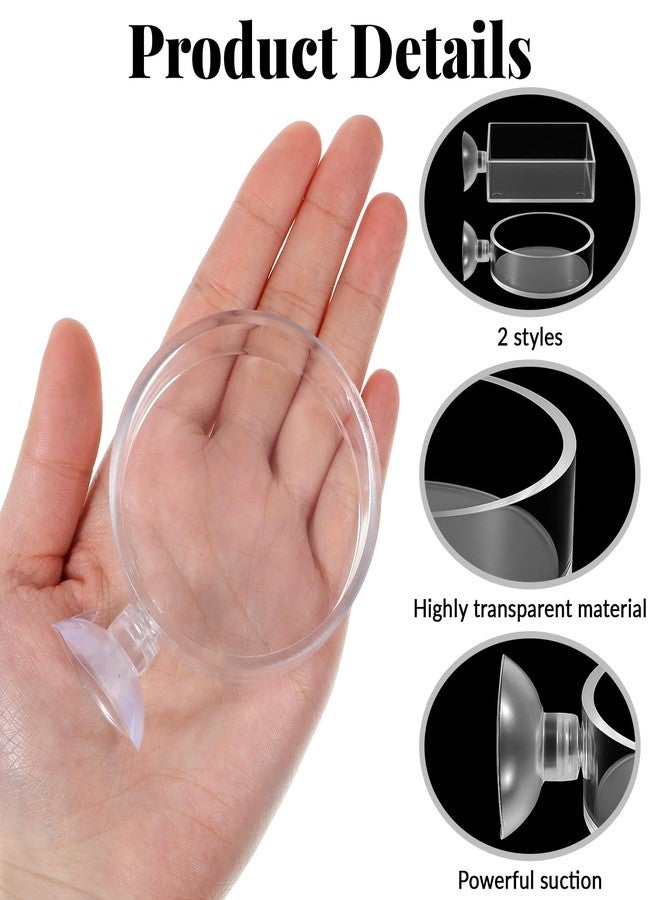 Zelphvt 2Pcs Shrimp Feeding Dish, Aquarium Feeding Dish with Suction Cup Acrylic Fish Food Feeder for Freshwater and Saltwater Tanks Round and Square - Image 3